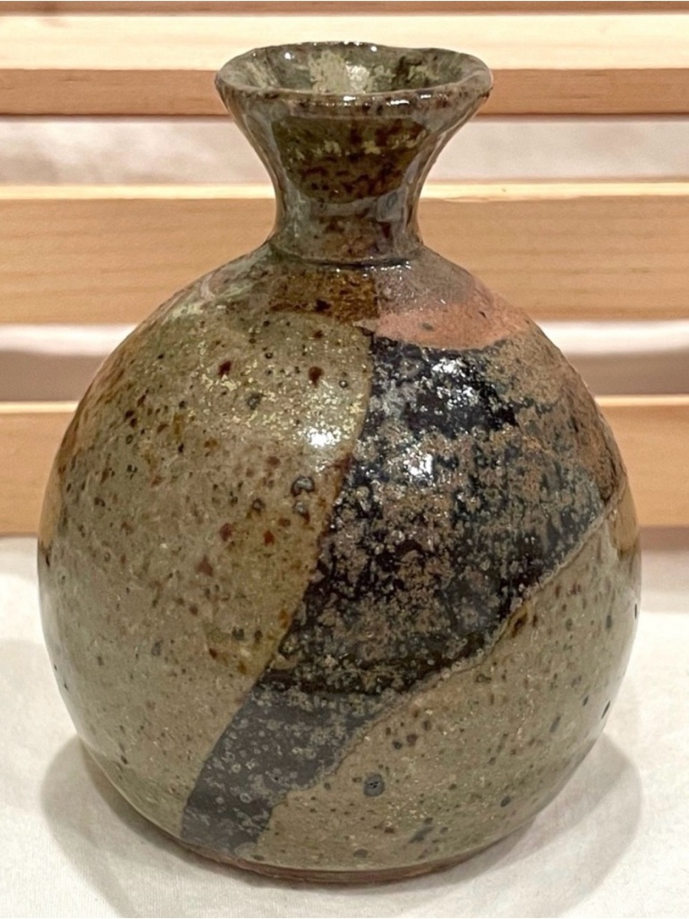 1964 Artisan Signed Hand Crafted Ceramic Bud Vase or Small Sake Bottle | EUC